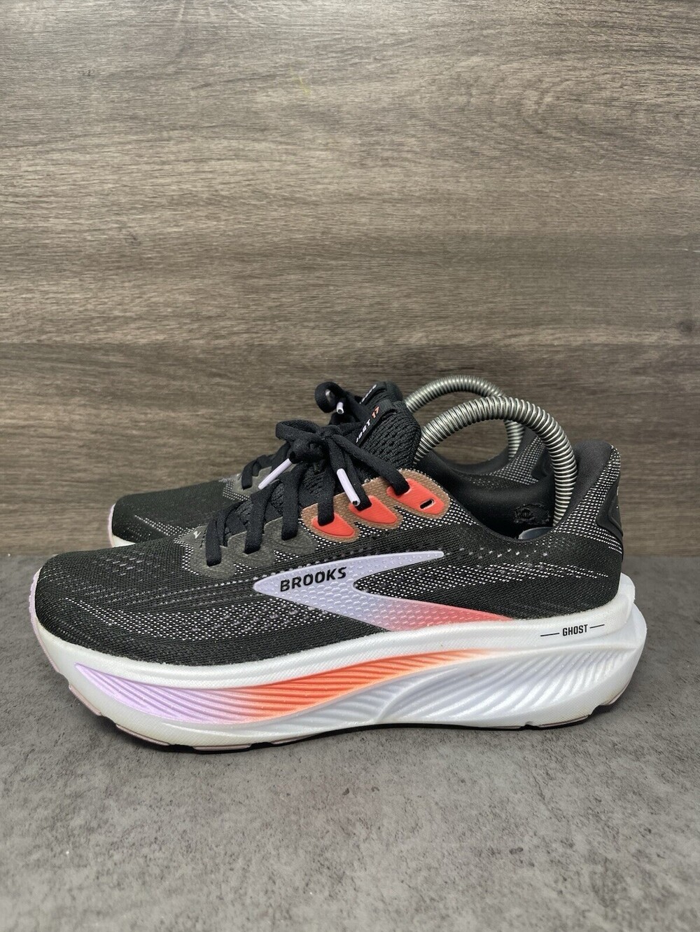Brooks Ghost 17 Womens Size 6.5 B Black Purple Coral Cushioned Running Shoes